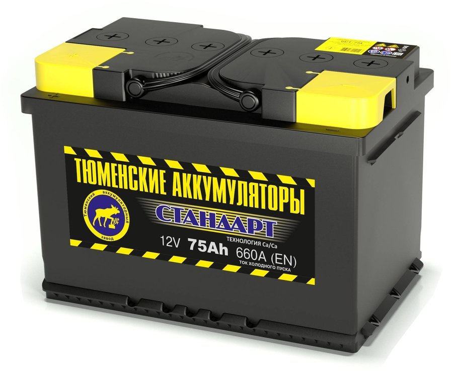 Аккумулятор 6 СТ Тюмень 75 L прям пол STANDART 306х175х190
