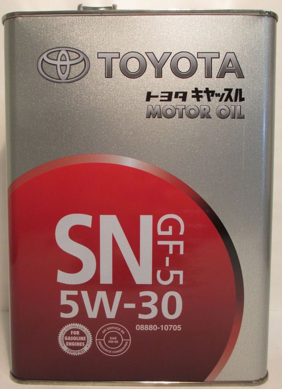Масло TOYOTA Motor Oil SN/CF 5W30 4л моторное масло для бензиновых двигателей (гидрокретинг) 08880
